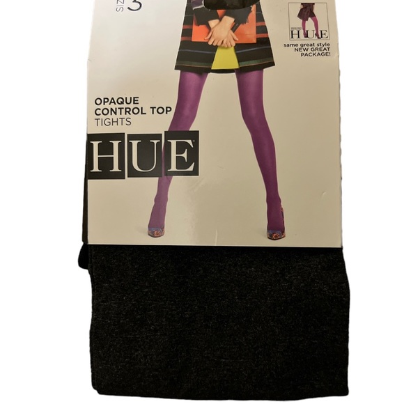 Hue gray opaque control top tights size 3 - Picture 1 of 2